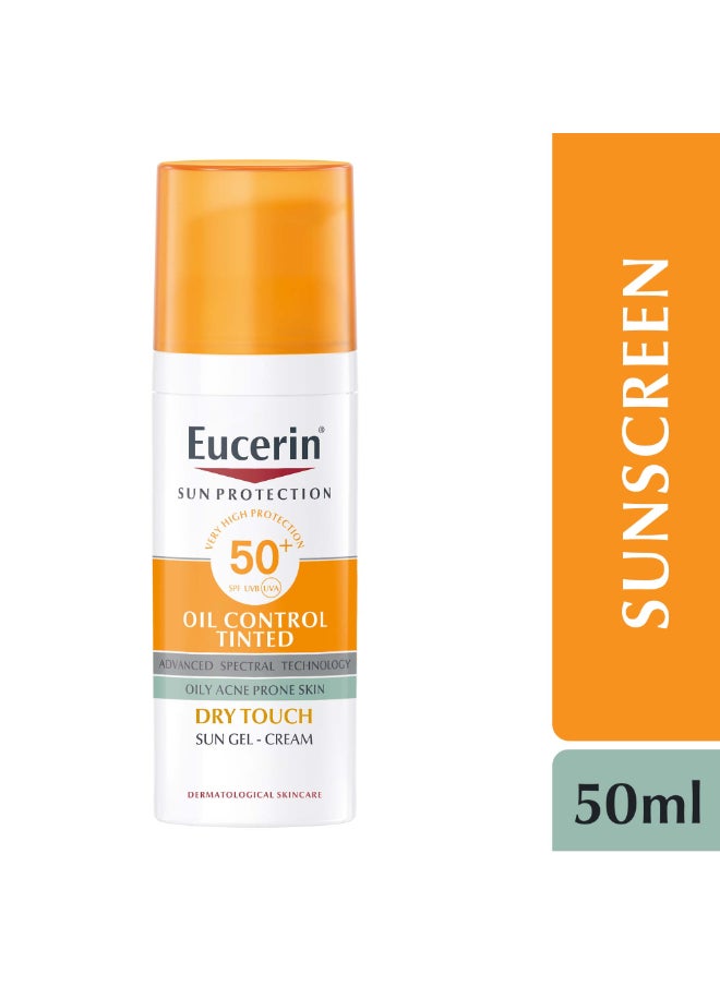 Face Sunscreen Oil Control Tinted Gel-Cream Dry Touch, High UVA/UVB Protection, SPF 50+ 50ml