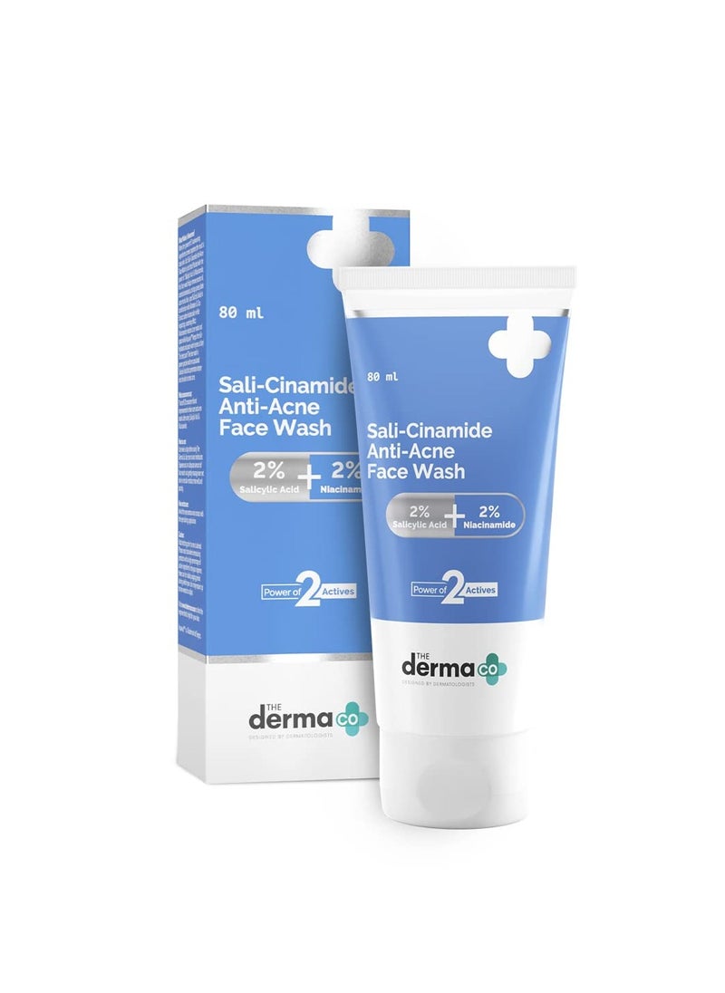 The Derma Co 1% Hyaluronic Sunscreen SPF 50 Aqua Gel, PA++++, Lightweight & The Derma Co Sali-Cinamide Anti-Acne Face Wash with 2% Salicylic Acid & 2% Niacinamide - 80ml