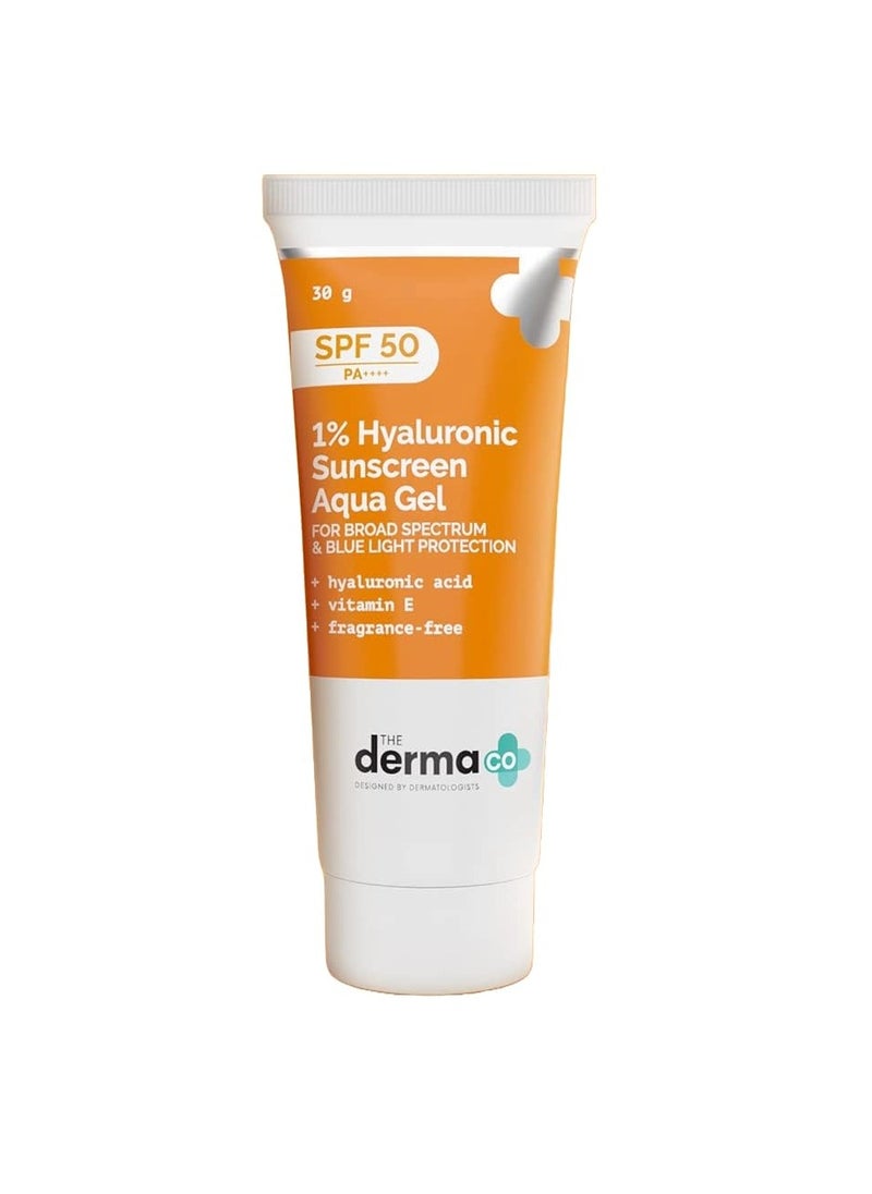 The Derma Co 1% Hyaluronic Sunscreen SPF 50 Aqua Gel, PA++++, Lightweight & The Derma Co Sali-Cinamide Anti-Acne Face Wash with 2% Salicylic Acid & 2% Niacinamide - 80ml