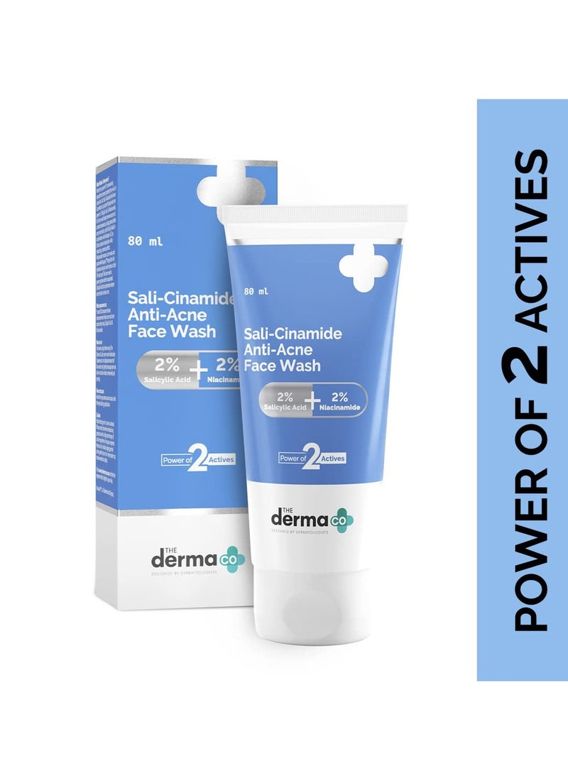 The Derma Co 1% Hyaluronic Sunscreen SPF 50 Aqua Gel, PA++++, Lightweight & The Derma Co Sali-Cinamide Anti-Acne Face Wash with 2% Salicylic Acid & 2% Niacinamide - 80ml