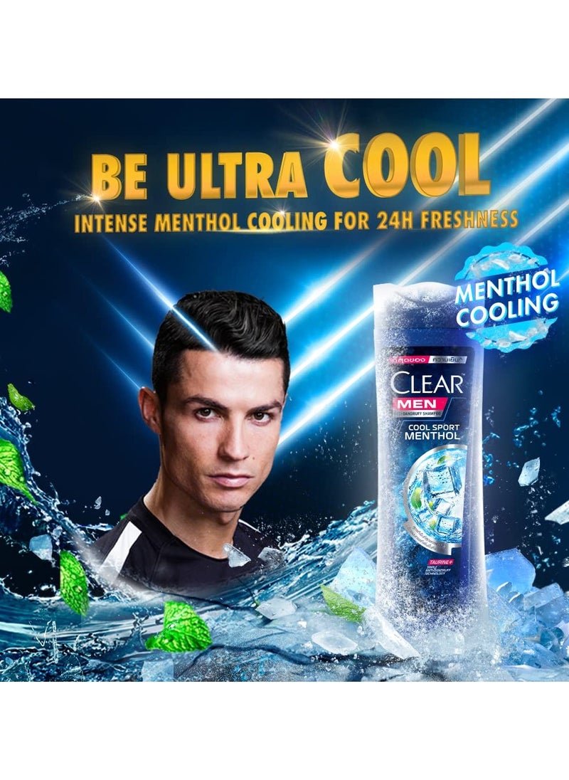 Men Cool Sport Menthol Anti-Dandruff Shampoo with Vitamin B3 & Taurine for Greasy Scalp, Removes Germs, Dirt & Flakes, Triple Anti-Dandruff Technology, Refreshing Fragrance (310 ml)