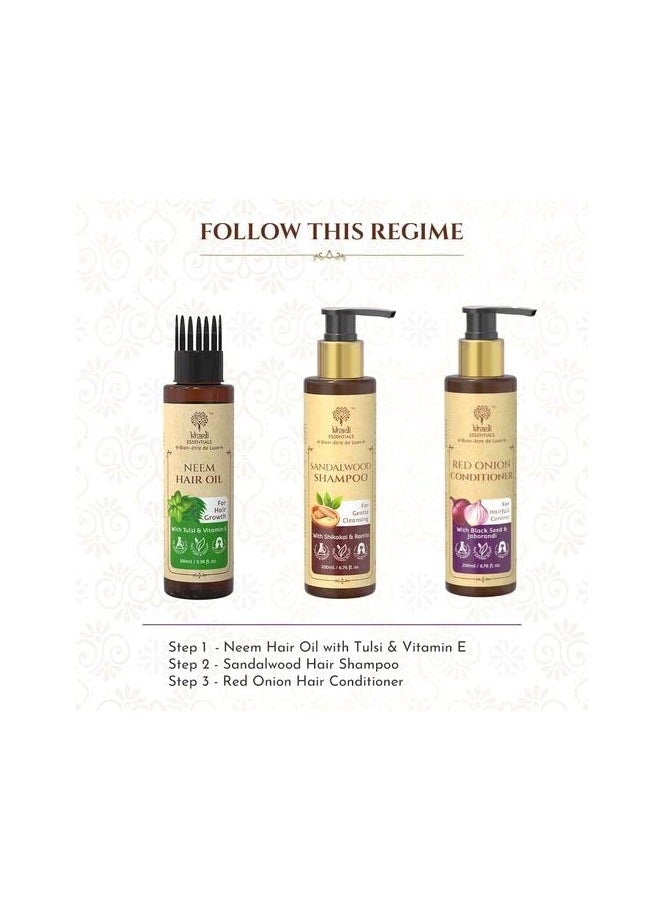 Essentials Sandalwood Rose Hair Shampoo with Geranium, Vetiver, Bhringraj Oil, For Hair Strengthening, Growth, 200ml SLS Paraben Free Cleanser, Multicolor