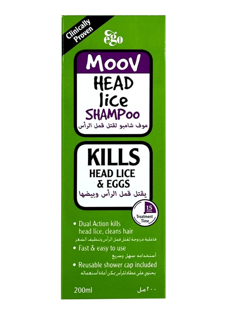 Moov Head Lice Shampoo Dual Action Kills Head Lice Egg and Cleans Hair 200ml