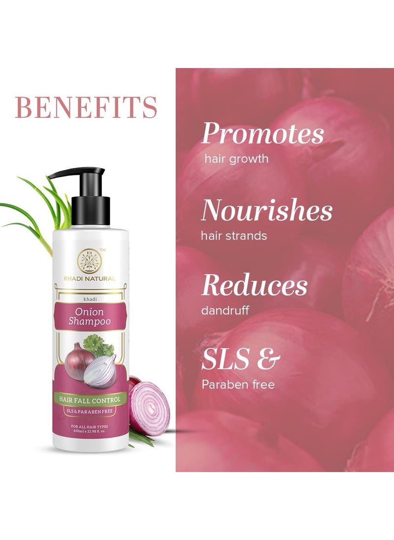 Natural Onion Shampoo/Cleanser | SLS & Paraben Free |Scalp nourishing formula|Controls dandruff and hairfall|Paraben free|Suitable for All Hair Types| 650 ml