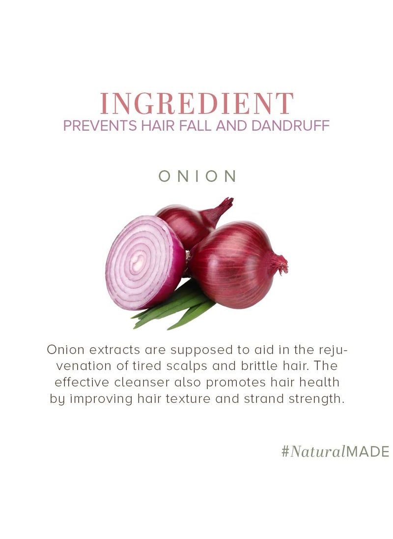 Natural Onion Shampoo/Cleanser | SLS & Paraben Free |Scalp nourishing formula|Controls dandruff and hairfall|Paraben free|Suitable for All Hair Types| 650 ml