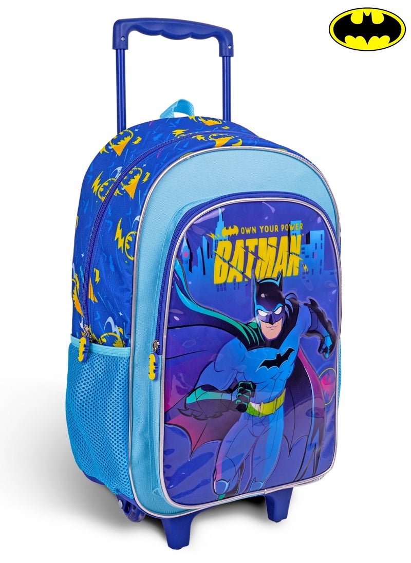 Batman  18 Inch Kids 3-in-1 Trolley School Bag Set - Ergonomic Backpack, Insulated Lunch Bag & Pencil Case,Lightweight, Durable, Students 6+ - Perfect for Travel & School,For Boys