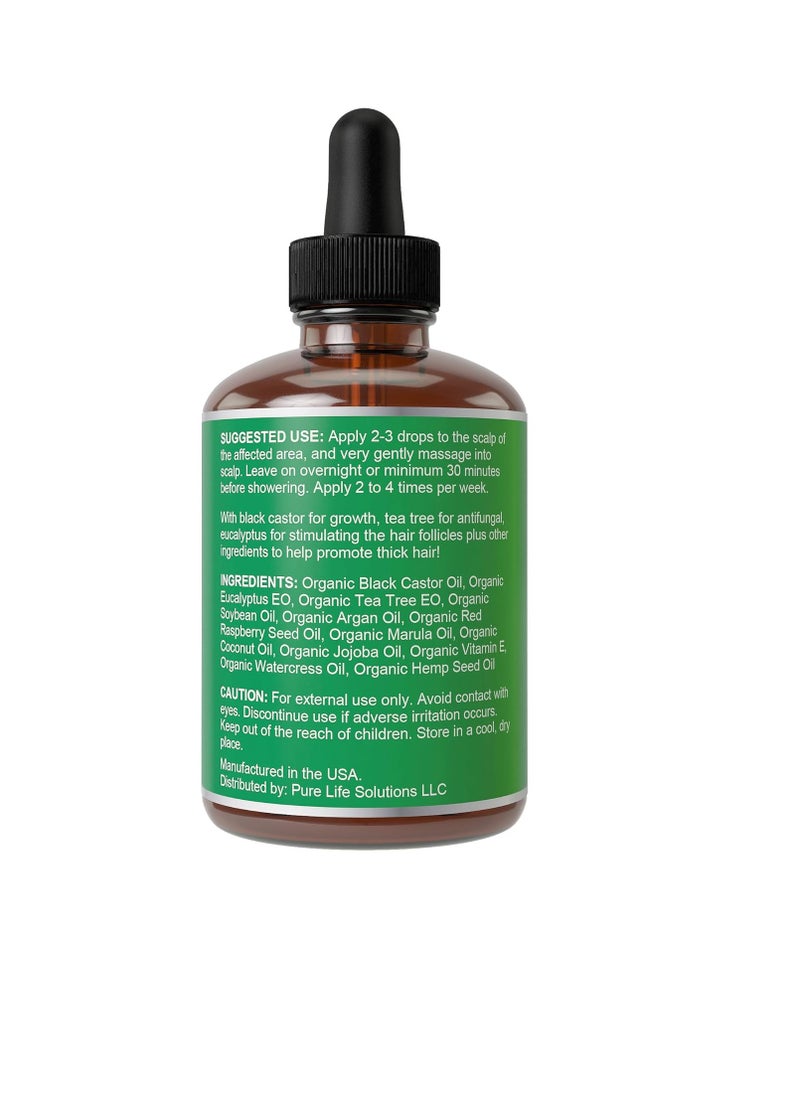 Argan + Tea Tree Oil + Black Castor Oil For Hair Growth. Vegan Thickening, Moisturizing, Strengthening Stay In Conditioner Oil For Women, Men. A Scalp Serum Treatment For Weak, Frizzy, Dry Hair 1oz