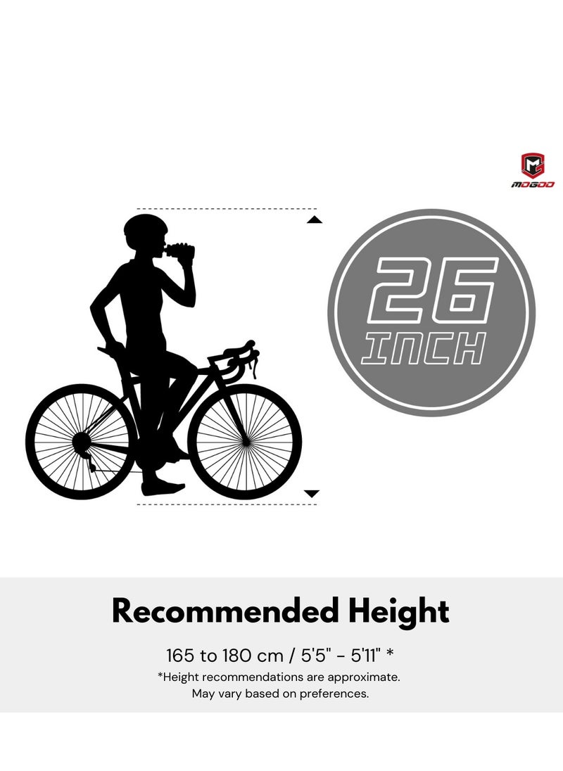 Mogoo Brooklyn 6 Speed Cruiser Bike 26 Inch, City-Bike with Gears, Steel Frame, Road-Bike, Comfort Cycle, Unisex Bicycle Adult