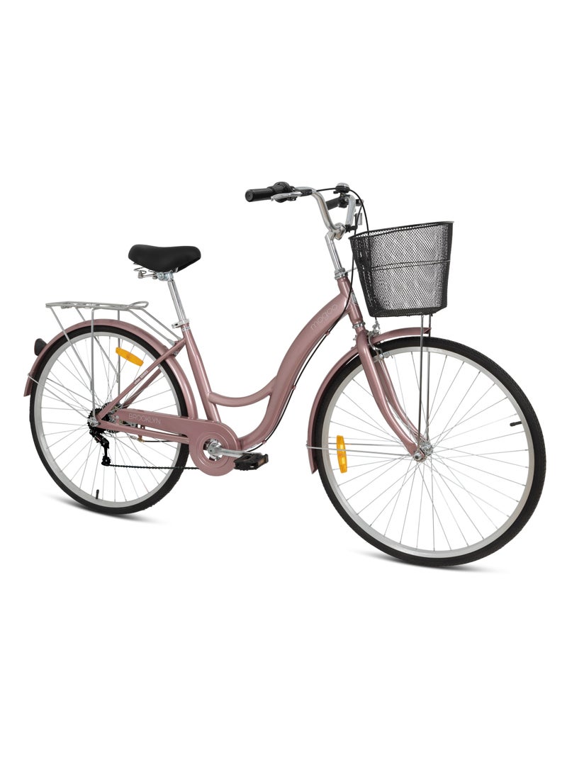 Mogoo Brooklyn 6 Speed Cruiser Bike 26 Inch, City-Bike with Gears, Steel Frame, Road-Bike, Comfort Cycle, Unisex Bicycle Adult