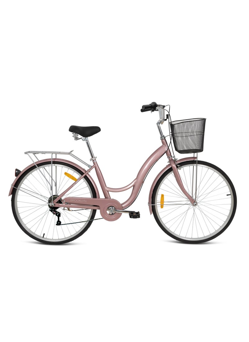 Mogoo Brooklyn 6 Speed Cruiser Bike 26 Inch, City-Bike with Gears, Steel Frame, Road-Bike, Comfort Cycle, Unisex Bicycle Adult