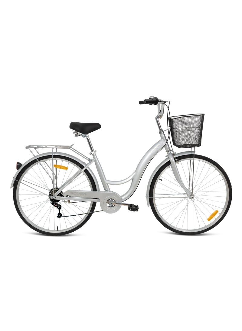 Mogoo Brooklyn 6 Speed Cruiser Bike 26 Inch, City-Bike with Gears, Steel Frame, Road-Bike, Comfort Cycle, Unisex Bicycle Adult