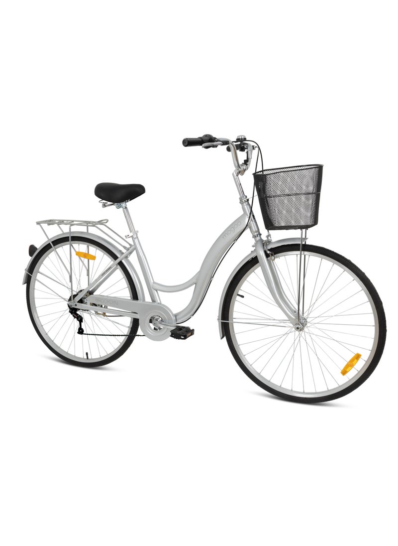 Mogoo Brooklyn 6 Speed Cruiser Bike 26 Inch, City-Bike with Gears, Steel Frame, Road-Bike, Comfort Cycle, Unisex Bicycle Adult