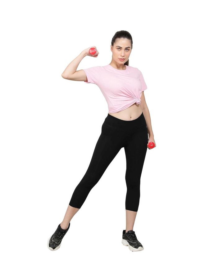 1391 Women Super Combed Cotton Elastane Stretch Slim Fit Capri with Ultra soft Waistband