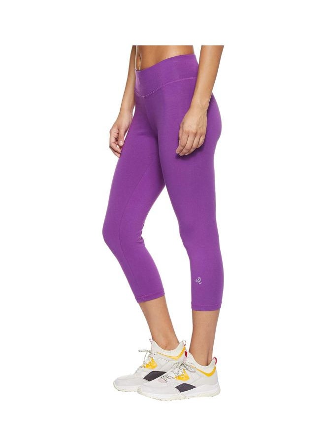 Women Capri Cotton Capri 1391 0105 PG LG Purple Glory/Light Grey Melange Large