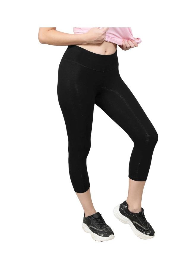 1391 Women Super Combed Cotton Elastane Stretch Slim Fit Capri with Ultra soft Waistband
