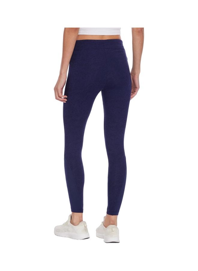 Women Slim Fit Combed Cotton Elastane Leggings AA01 Imperial Blue Melange Printed Large Blue L