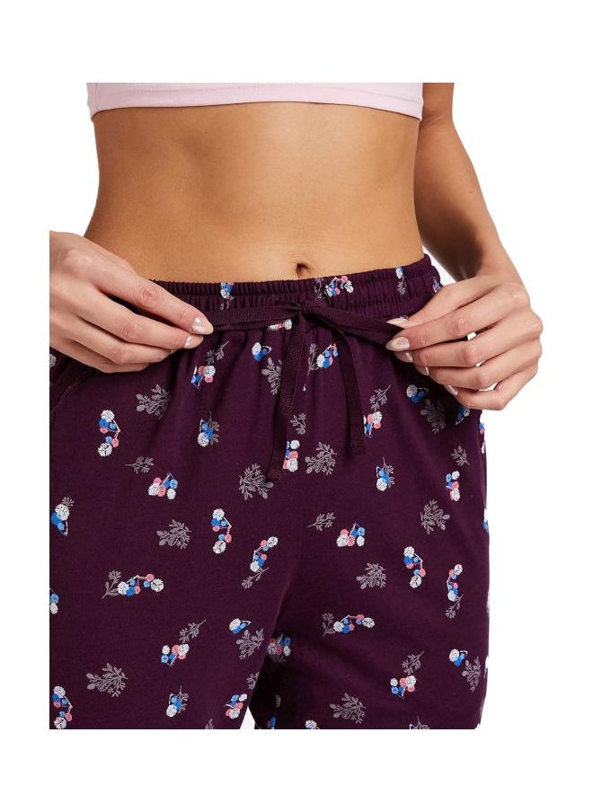 RX09 Women Micro Modal Cotton Relaxed Fit Printed Pyjama with Lace Trim on Pockets