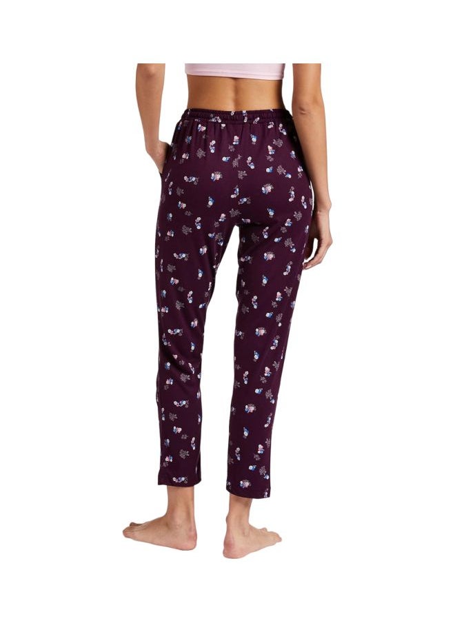 RX09 Women Micro Modal Cotton Relaxed Fit Printed Pyjama with Lace Trim on Pockets