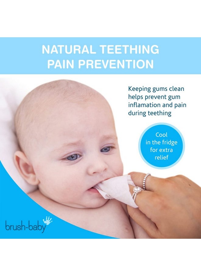 Brush Baby Teething Relief Dental Wipes for Ages 0-Toddler - Naturally Eliminate Teething Pain, Prevent Tooth Decay and Sour Milk Breath - 28 Finger Wipes (2-Pack)