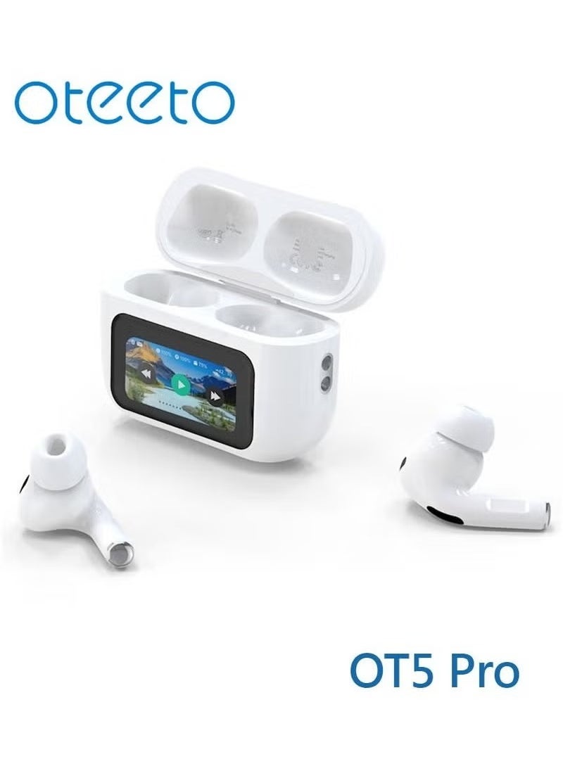 OT5 Pro Wireless Earbuds with Smart Display – Advanced Noise Cancellation, Hi-Fi Sound Quality, Touch Controls, 30+ Hours Playtime, and Quick Charging – Designed for iPhones, iPads & Bluetooth Devices – Comfortable & Lightweight for Daily Use