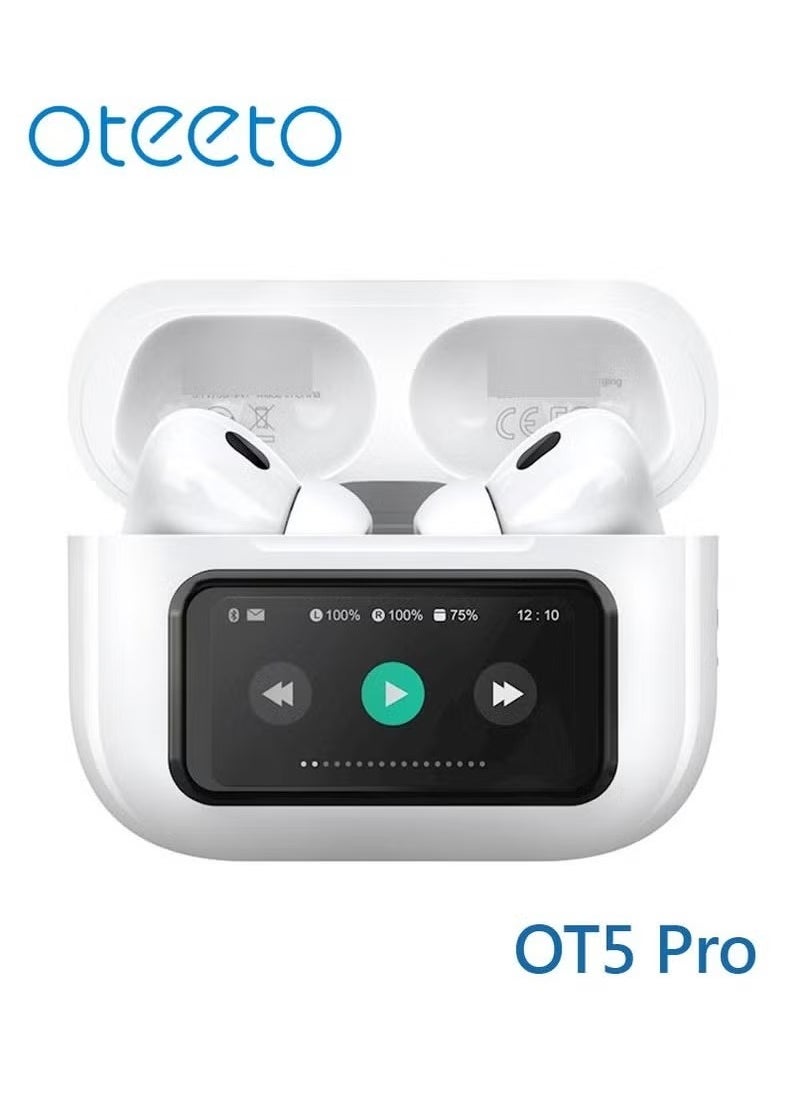 OT5 Pro Wireless Earbuds with Smart Display – Advanced Noise Cancellation, Hi-Fi Sound Quality, Touch Controls, 30+ Hours Playtime, and Quick Charging – Designed for iPhones, iPads & Bluetooth Devices – Comfortable & Lightweight for Daily Use