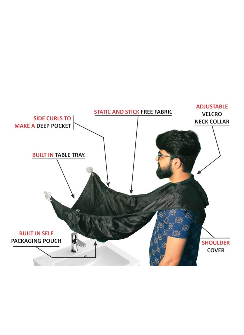 RUBAB MEN Ultimate 3-in-1 Beard Trimming Home Kit for Men | Beard Apron Cloth, Shaper & Face Razor Pen | No Mess, Zero Stress | Best Gift for Him