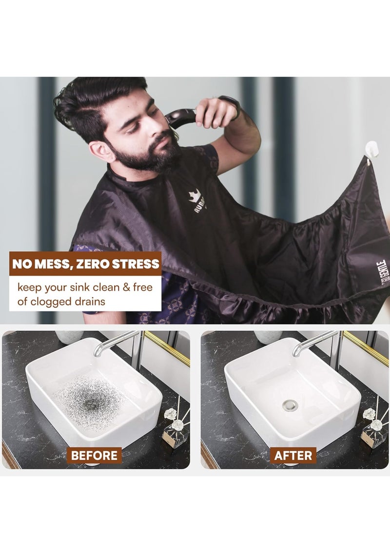 RUBAB MEN Ultimate 3-in-1 Beard Trimming Home Kit for Men | Beard Apron Cloth, Shaper & Face Razor Pen | No Mess, Zero Stress | Best Gift for Him
