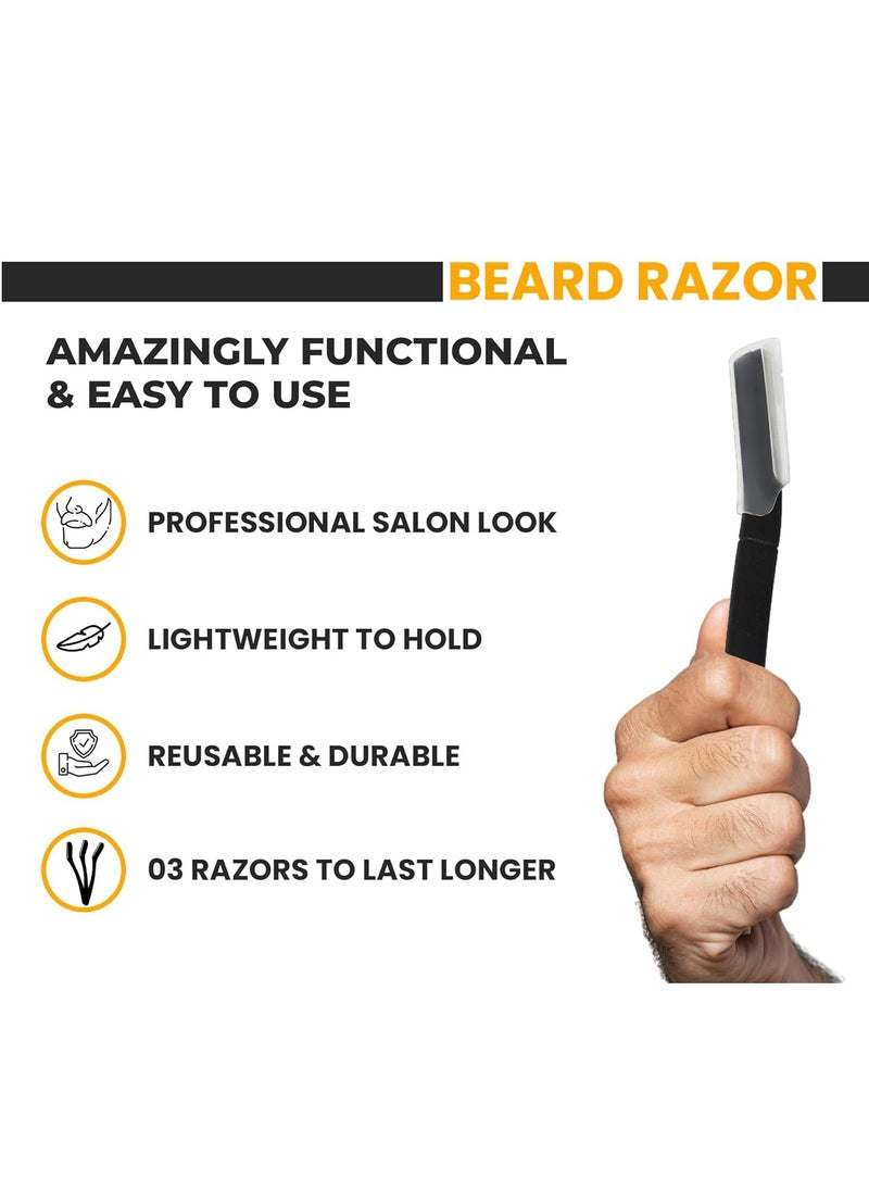 Rubab Men Beard Shaper Tool with Comb & Beard Pen Styler Face Razor for Men | Multi-Use Professional Beard Shaping & Styling Kit at Home | No More Salon Wait