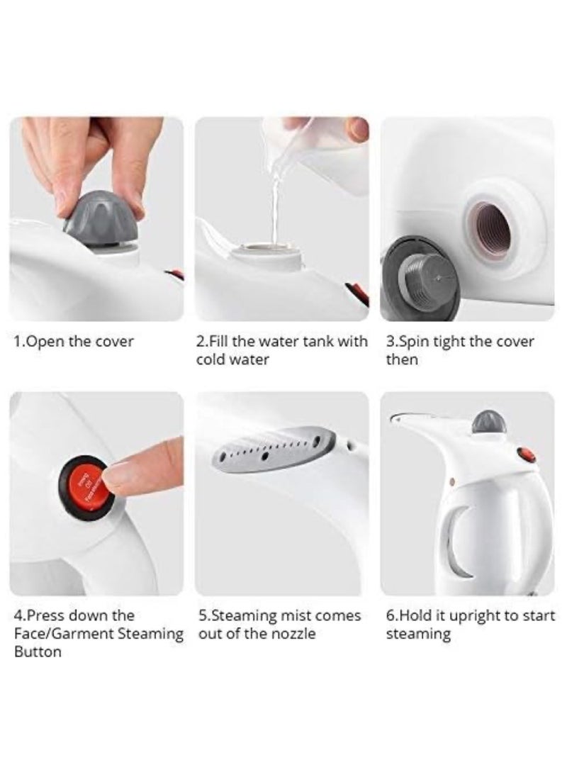4-in-1 Multi-Purpose Portable Steamer for Face and Clothes – Handheld Facial Steamer, Steam Brush for Garments, Cold and Cough Relief, and Skin Care – Quick Heating, Long Steam Duration, Fabric and Skin Safe