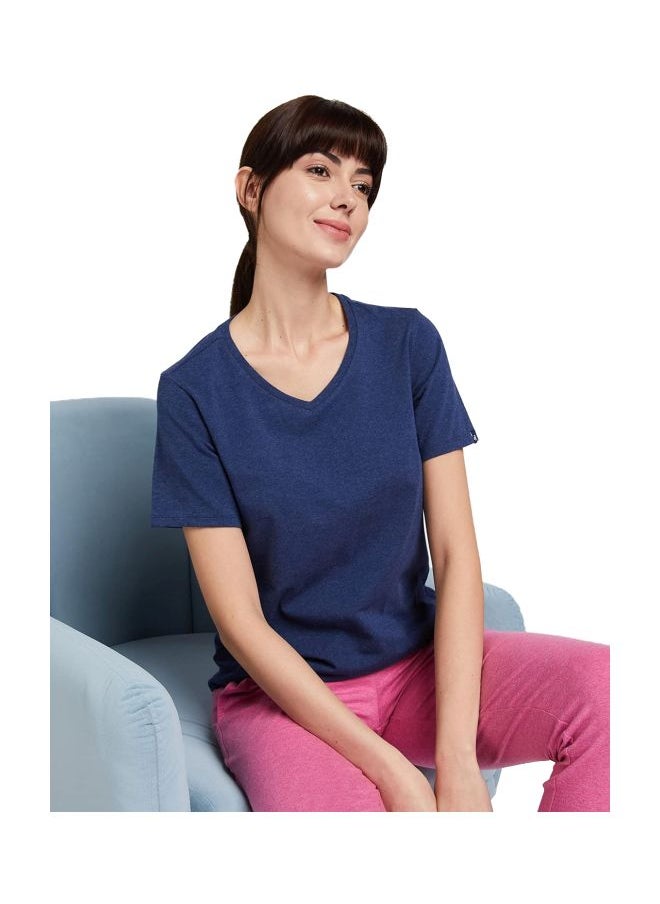 Jockey 1359 Women Super Combed Cotton Elastane Stretch Regular Fit Solid V Neck Half Sleeve T Shirt
