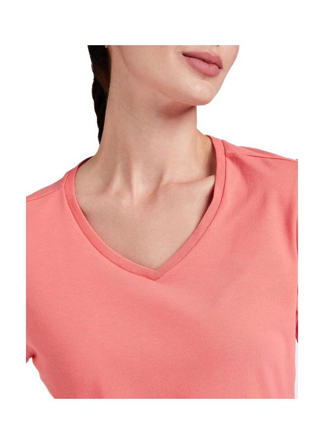 Jockey 1359 Women Super Combed Cotton Elastane Stretch Regular Fit Solid V Neck Half Sleeve T Shirt