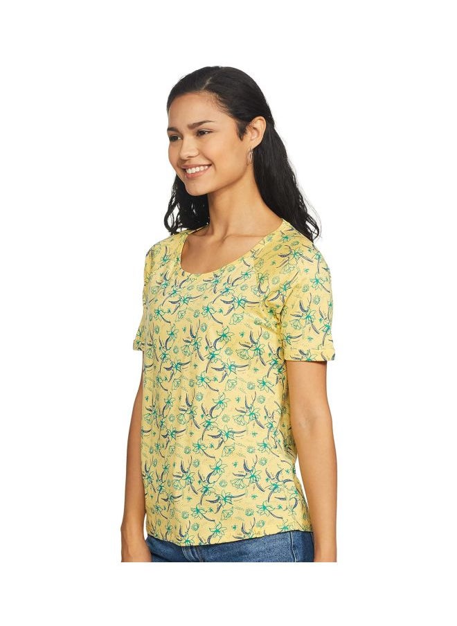 Jockey AW13 Women Micro Modal Cotton Relaxed Fit Printed Round Neck Half Sleeve T Shirt
