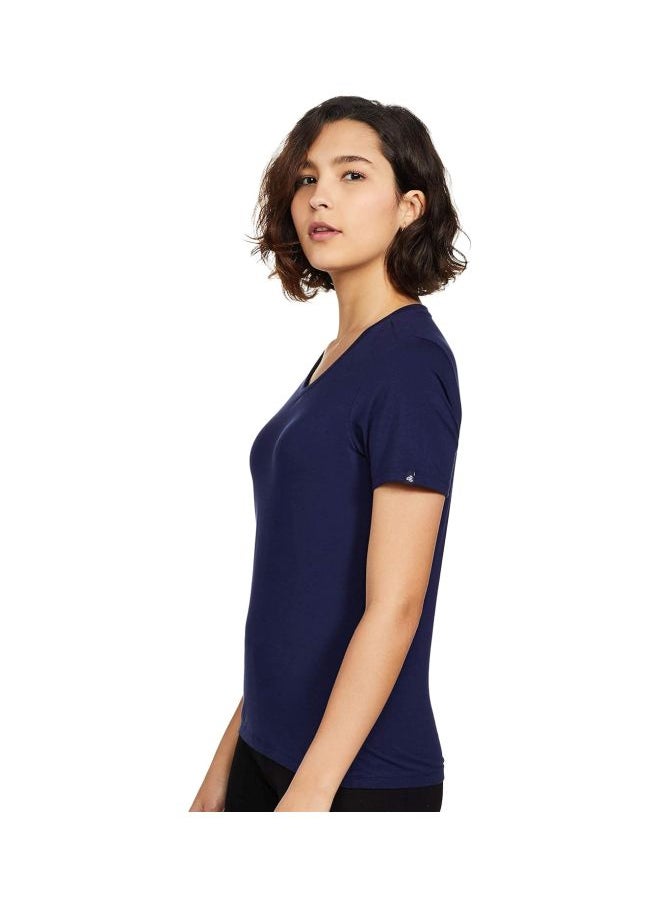 Jockey 1359 Women Super Combed Cotton Elastane Stretch Regular Fit Solid V Neck Half Sleeve T Shirt