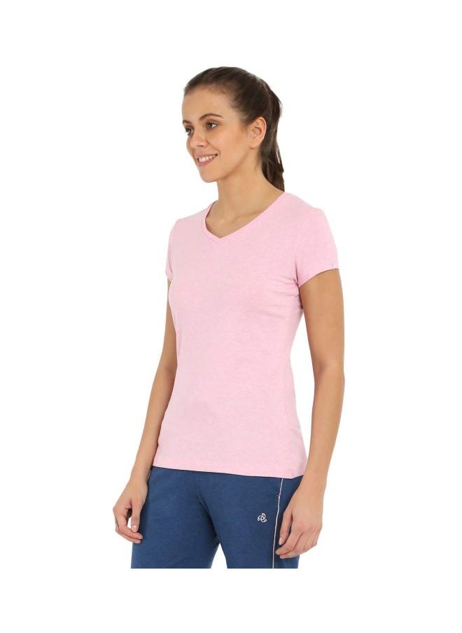 Jockey 1359 Women Super Combed Cotton Elastane Stretch Regular Fit Solid V Neck Half Sleeve T Shirt