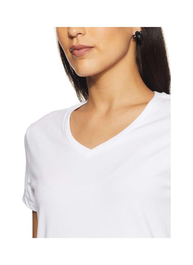 Jockey 1359 Women Super Combed Cotton Elastane Stretch Regular Fit Solid V Neck Half Sleeve T Shirt