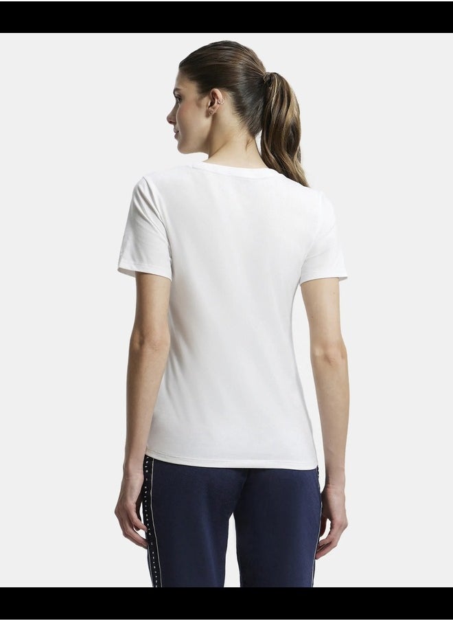 Jockey AW89 Women's Super Combed Cotton Rich Fabric Relaxed Fit V-Neck Half Sleeve T-Shir