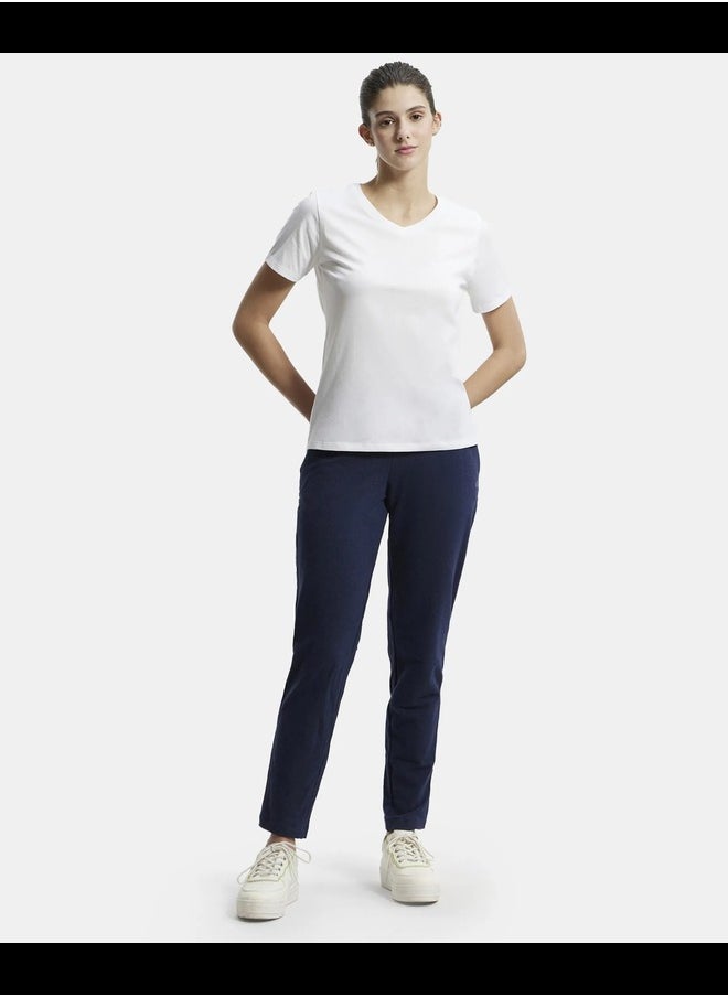 Jockey AW89 Women's Super Combed Cotton Rich Fabric Relaxed Fit V-Neck Half Sleeve T-Shir