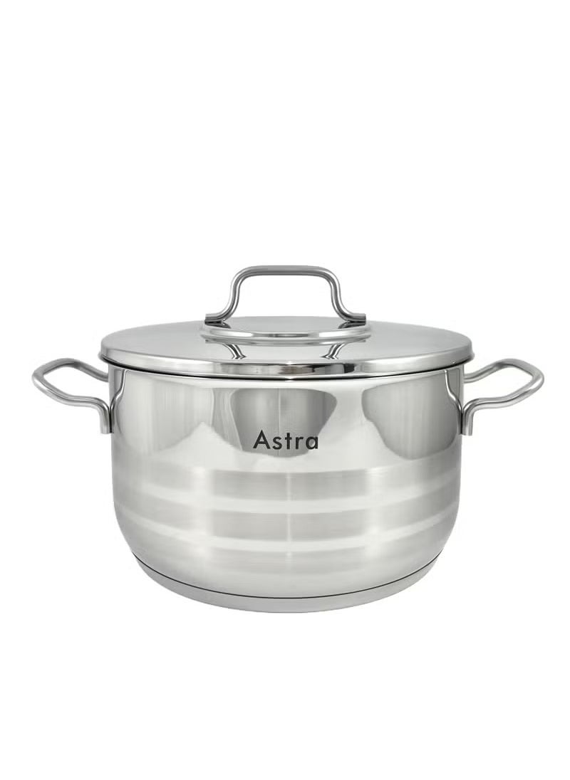 ASTRA Premium 4.6L Stainless Steel Casserole Pot – 22×12 cm | Versatile Oven & Stovetop Cookware, Even Heat Distribution, Dishwasher Safe | Made in Turkey
