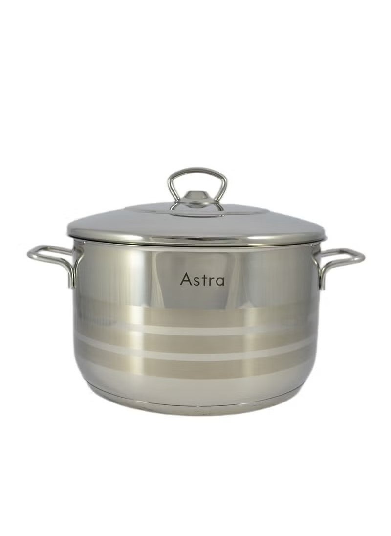 ASTRA Premium 6.5 L Low Casserole Pot – 28×11 cm | Non‑Stick Stainless Steel, Oven & Stovetop Safe, Ergonomic Handles & Rust‑Resistant | Made in Turkey
