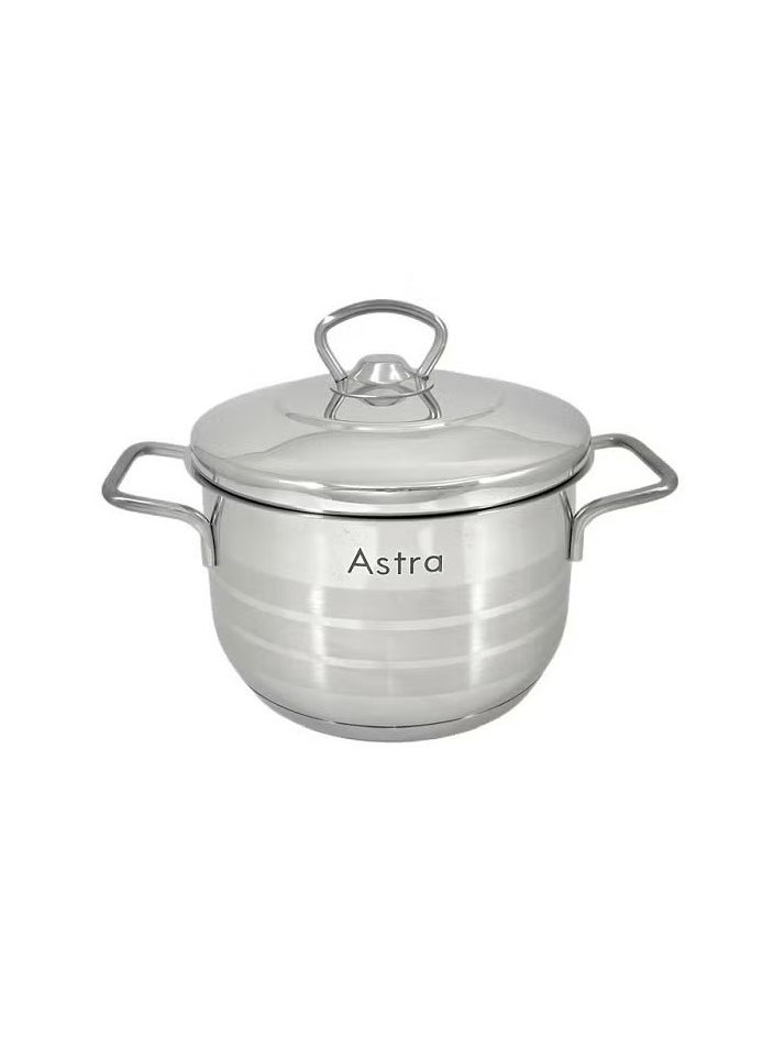 ASTRA 1.9L Premium Stainless Steel Casserole (16x10 cm) – Non-Stick, Oven-Safe Small Pot for Everyday Cooking, Baking & Slow Roasting – Heavy-Duty, Rust-Resistant, Made in Turkey