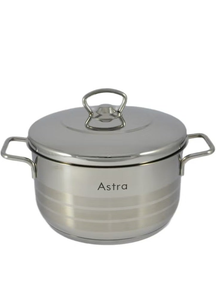 ASTRA Premium 4.5L Stainless Steel Casserole (22x12 cm) – Heavy-Duty 18/10 Cr-Ni, Rust & Corrosion Resistant, Made in Turkey, Sleek Silver Finish