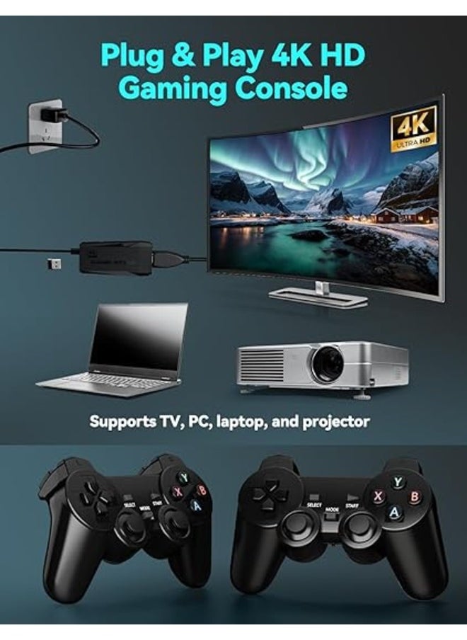 Wireless Gaming Console with Built-in 9 Emulators 20,000+ Games, 4K HDMI Output, and 2.4GHz Wireless Controller,Plug and Play Video Games for TV (64 G)