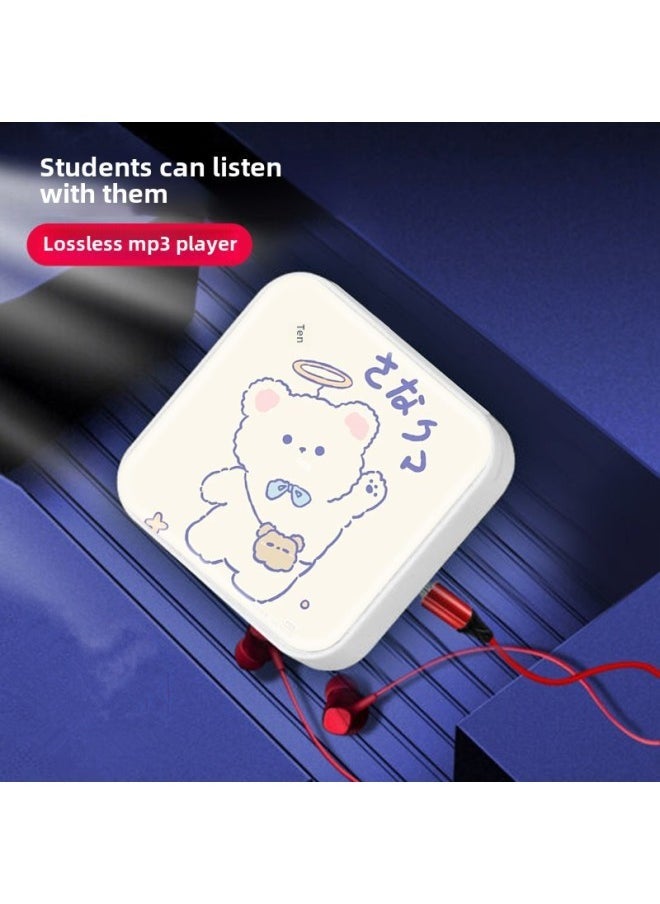 Simple Long Bar Cartoon Sports Mp3 Player Student Portable Music Player Card Set Digital Computer/mp3/mp3-Body Color:Cute Bear-Memory Capacity:Host + 512M (with Card) + Packaging Box, Charging Cable, Headphones