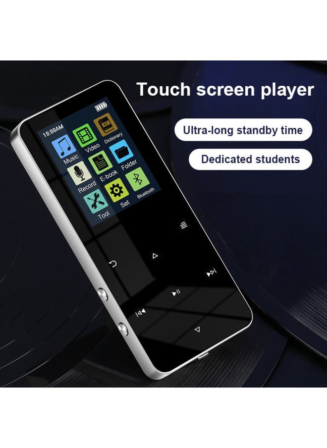 Batch Metal Bluetooth MP3 Student Walkman MP4 Lossless Music Player Touch Screen Recording Insertable Card-Body Color:Blue [metal Touch + Bluetooth] Version-Memory Capacity:Single Machine + Plug 128g Card (no Fm + Bluetooth + Dictionary + External) [headphones + Data Cable + Packaging]