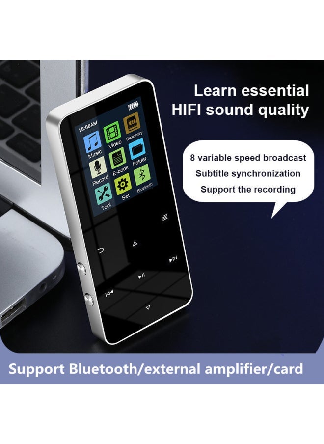 Batch Metal Bluetooth MP3 Student Walkman MP4 Lossless Music Player Touch Screen Recording Insertable Card-Body Color:Blue [metal Touch + Bluetooth] Version-Memory Capacity:Single Machine + Plug 128g Card (no Fm + Bluetooth + Dictionary + External) [headphones + Data Cable + Packaging]