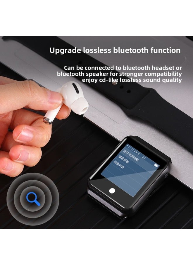 Watch Bluetooth MP3 Student English Walkman Music Player Touch Screen Metal Mp4 Pedometer FM-Body Color:Black-Memory Capacity:8GB