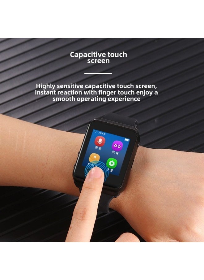 Watch Bluetooth MP3 Student English Walkman Music Player Touch Screen Metal Mp4 Pedometer FM-Body Color:Black-Memory Capacity:8GB