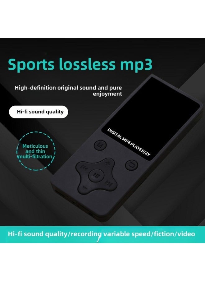 Card Ultra-thin Screen MP4 Player E-book HD Video MP4 Lossless HIFI Sound Quality Mp3-Body Color:Rose Gold-Memory Capacity:Cross Key (full Set)