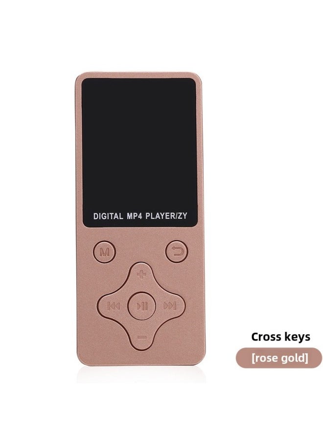 Card Ultra-thin Screen MP4 Player E-book HD Video MP4 Lossless HIFI Sound Quality Mp3-Body Color:Rose Gold-Memory Capacity:Cross Key (full Set)