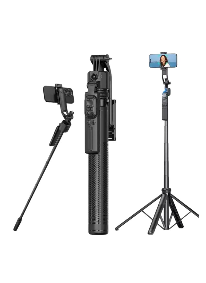 Auto Tracking 360° Adjustable Holder with Stable Tripod, Portable Mobile Gimbal Selfie Stick, AI Face Tracking Camera Mount, Automatic Rotation for Vlogging and Video Calls